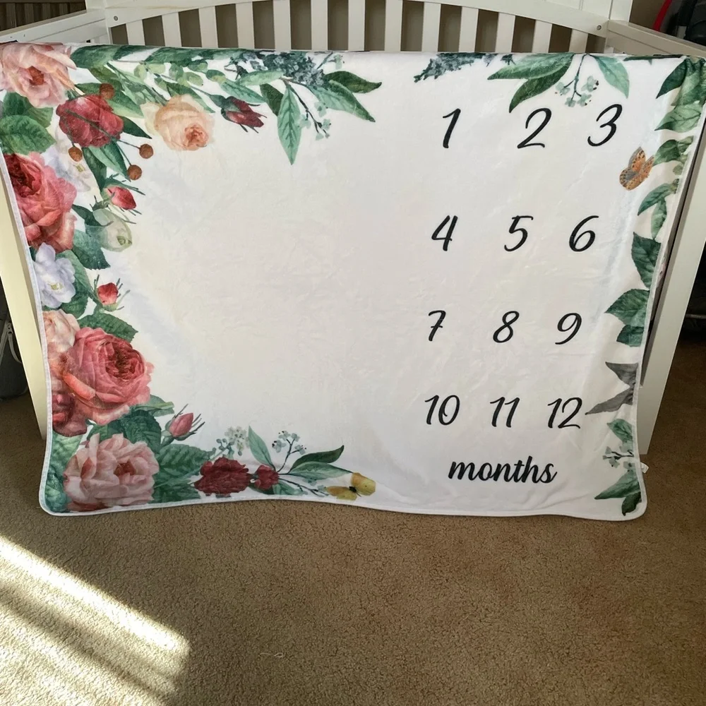 Floral‎ Baby Milestone Blanket, NWOT